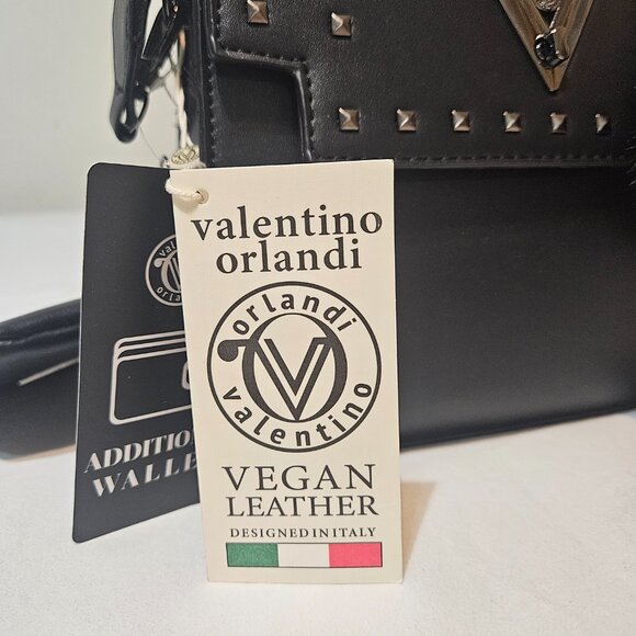 Valentino Orlandi Black Crossbody Bag w/ Wallet NWT Includes cute Bag charm - Picture 8 of 11